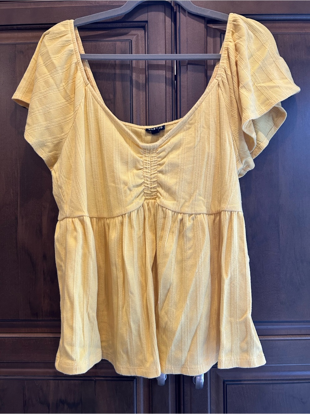 torrid Yellow Flutter-Sleeve Peplum Tunic Top